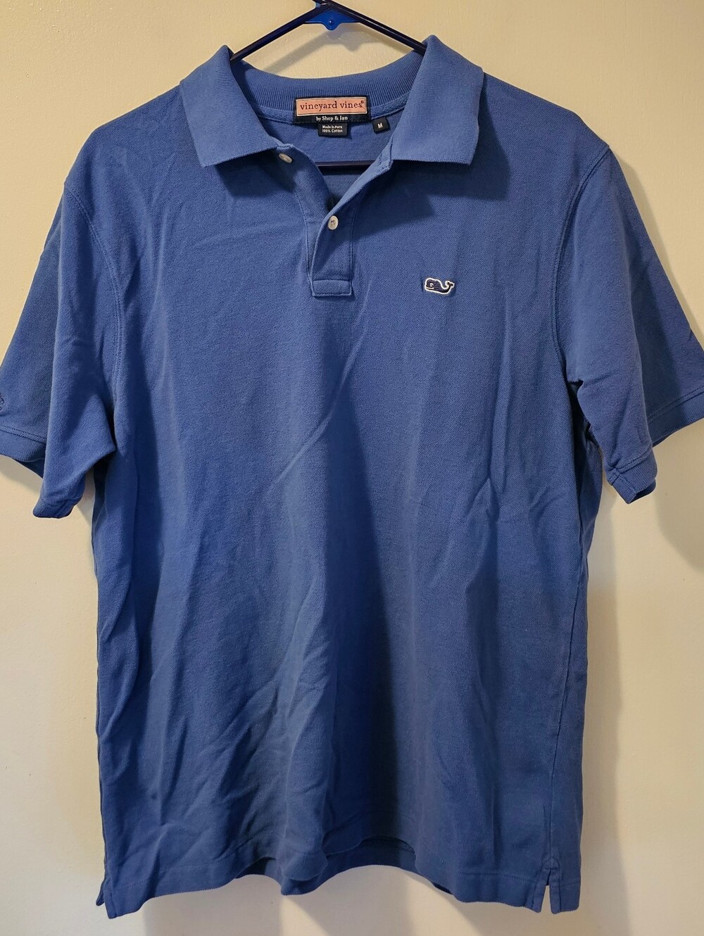 Vineyard Vines Shep & Ian Blue Short Sleeve Solid Polo Men's Size M